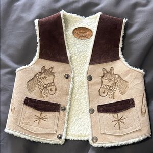 Kids Western Horse Vest - Brown and Cream